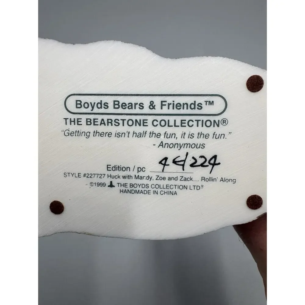 Boyds Bears Huck w/ Mandy Zoe Zack Rollin Along Wagon Figurine 227727